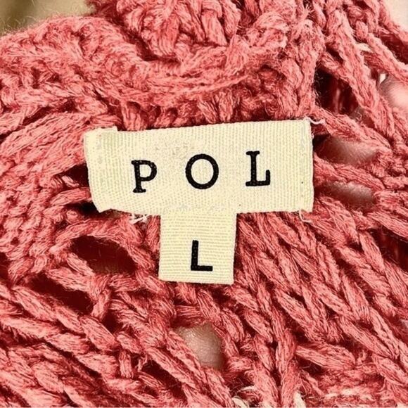 POL Loose Knit Color Block Crochet V-Neck Sweater, Slouchy, Relaxed, Weekend,  L - Picture 8 of 10